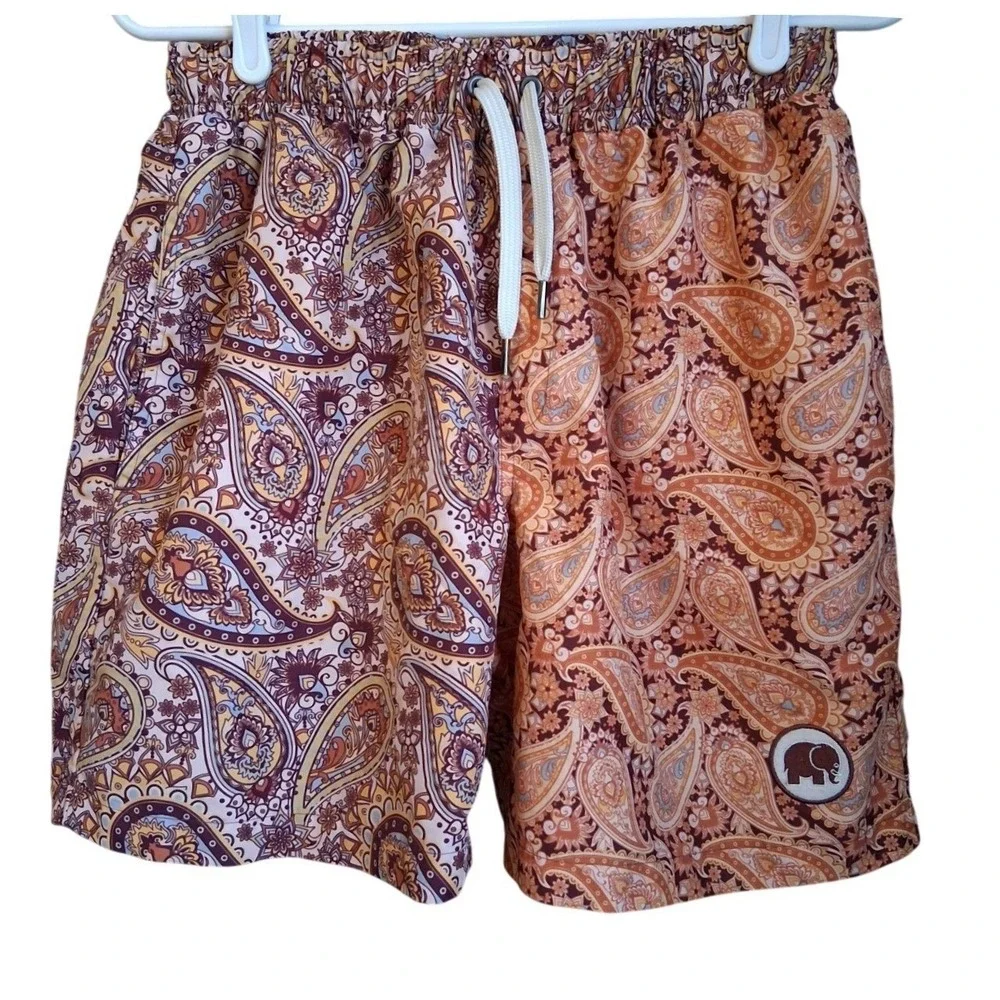 Trendsplant Green Label Shorts Large Ocean Paisley Print Cut‎ Liner Seaqual Yarn